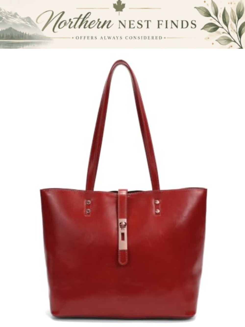 PU Leather Tote Handbag Vintage Top Handle Purse Bucket Shoulder Bag